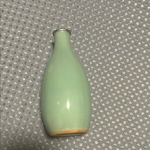 Vintage Elegant Green Ceramic Vase with silver rim